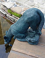 Декор для водоема Собака пьющая воду, прудовая фигурка