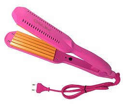 Праска гофре для прикореневого об'єму Gemei GM 1959 гофре рожевий колір маленька плойка