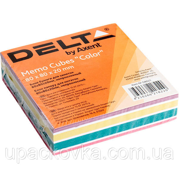 Папір для нотаток Delta Color D8021, 80х80х20 мм, непроклеєний