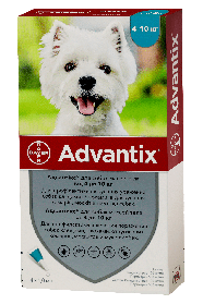 Bayer Advantix краплі від бліх і кліщів для собак від 4 до 10 кг