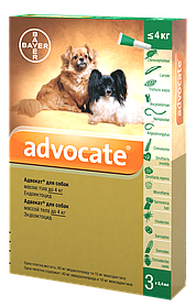 Advocate Bayer краплі від бліх та кліщів для собак до 4 кг (1шт)