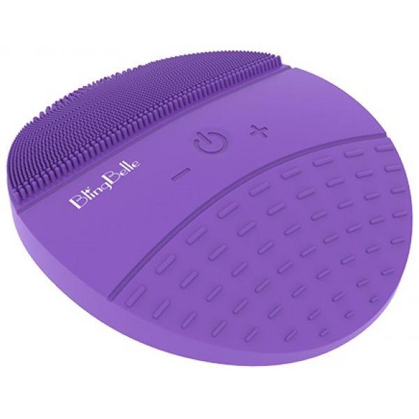 Вібруюча силіконова водостійка щітка BlingBelle Purple для чищення шкіри особи з бездротовою зарядкою, фото 1