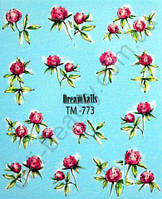 Слайдер-дизайн «Півонії» TM - 773 Dream Nails (водні наклейки)