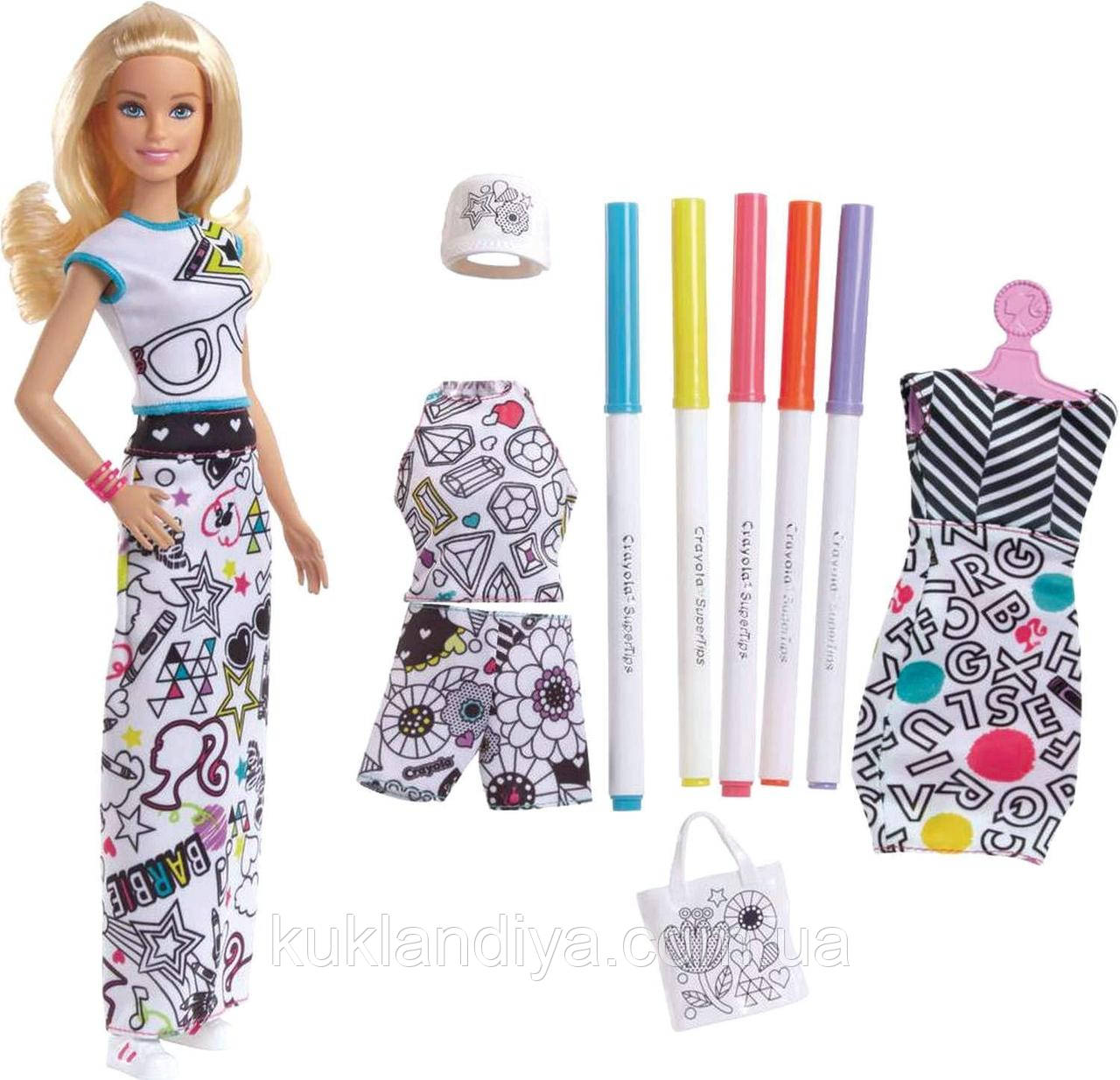 Ігровий набір із лялькою Barbie Crayola Розмальовка одягу