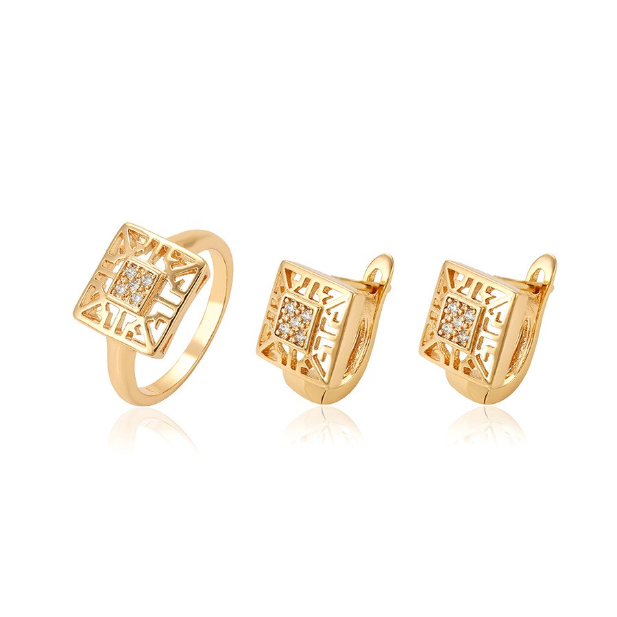 Набір сережки + кільце 17 р. ХР Gold filled 18k