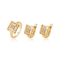 Набір сережки + кільце 17 р. ХР Gold filled 18k