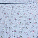 Сатин з букетиками на ніжному блакитному тлі, ширина 160 см, фото 2