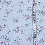 Сатин з букетиками на ніжному блакитному тлі, ширина 160 см, фото 3