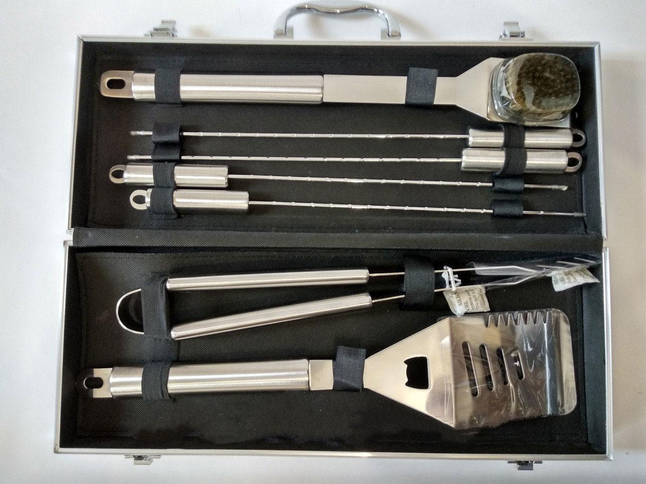 Набір для барбекю 7 предметів у металевому кейсі, фото 1