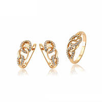 Набір сережки + кільце 18 р. ХР Gold filled 18k