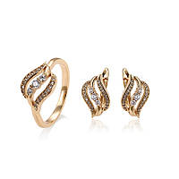 Набір сережки + кільце 18 р. ХР Gold filled 18k
