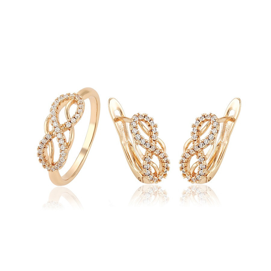 Набір "Швидкість" сережки + кільце 20 р. ХР Gold filled 18k