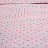 Сатин з сердечками на світло-рожевому тлі, ширина 160 см, фото 2