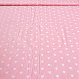 Сатин зі світло-рожевими сердечками на рожевому тлі, ширина 160 см, фото 2