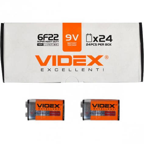Батарейка Videx сольова 6F22 (крона) V-291062, фото 1