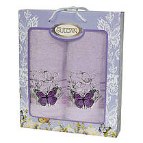 Набір рушників Gulcan Cotton 2' 50х90+70х140, темно-бузковий, 3225_babochka, фото 3