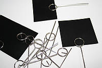 Крейдяні цінники 5х10 см із голкою- цінником 100 штук для написів крейдою та маркером грифельні чорні