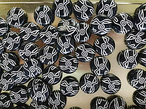 Бусини пластик "Павучок" чорний із білим 19 мм 500 грамів