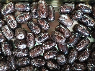 Бусини "бочечка" коричневий мармур 500 грамів