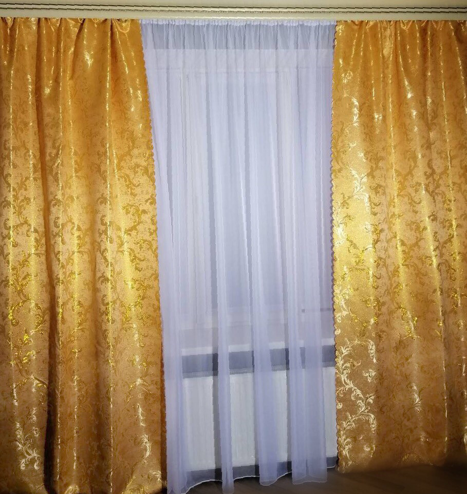 Шторний комплект жакард із люрексом Еліф золотий