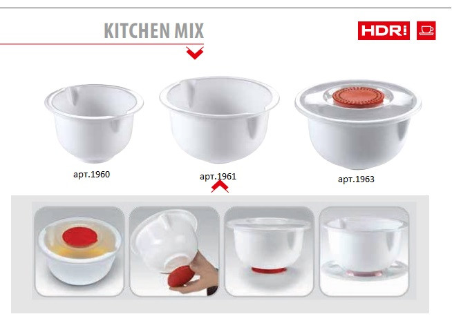 Миска для миксера с крышкой Heidrun Kitchen Mix, d24 h13,5 , 3,0 л (HDR-1963) - фото 2 - id-p817055145