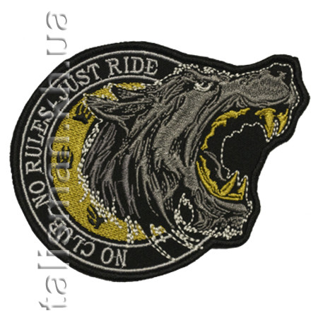 Нашивка з вишивкою WOLF No Club No Rules (жовта)