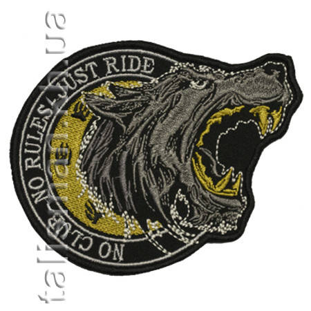 Нашивка з вишивкою WOLF No Club No Rules (жовта), фото 1