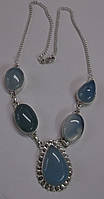 Срібне Кольє з ніжно-блакитним халцедоном "Вероніка"