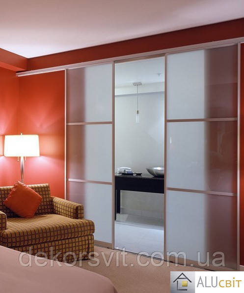 Міжкімнатні розсувні двері купе (скло сатин), фото 1