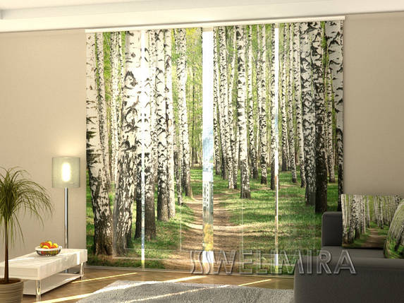 Панельні Фотошторы "Березовий ліс" 240 х 240 см фото штори з малюнком штори панельна штора, фото 2