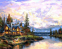 Розмальовка для дорослих Babylon Будинок у гірського озера (VP1113) 40 х 50 см