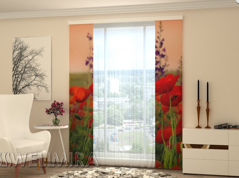 Панельні Фото штори "Прекрасні маки" 80 х 225 см VE