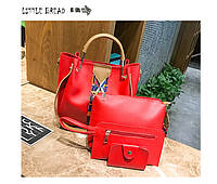 Набор женских сумок 4 предмета красного цвета с орнаментом IA-2