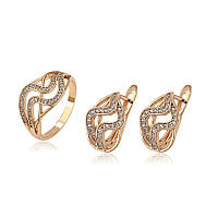 Набір сережки + кільце 19 р. ХР Gold filled 18k