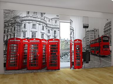 Панорамні фотоштори "Лондонський автобус" 270 х 500 см фото штори панорамні шторі