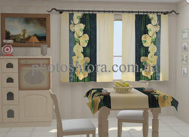 Фотошторы для кухні "Пісочний орхідеї" 150 х 250 см фото штори на кухню штори