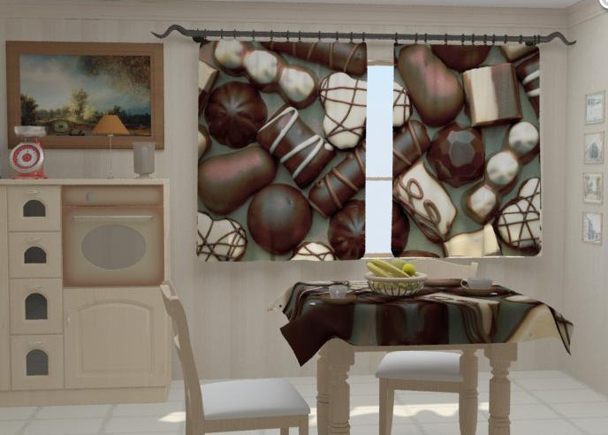 Фотошторы для кухні "Цукерки" 150 х 250 см фото штори на кухню штори
