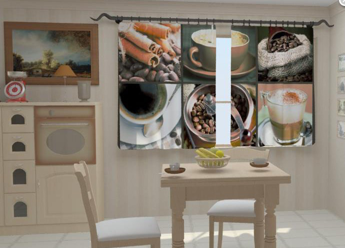 Фотоштори для кухні "Кофе" 150 х 250 см фото штори на кухню шторі