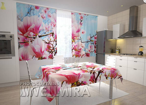 Фотошторы для кухні "Магнолії" 150 х 250 см фото штори на кухню штори, фото 2