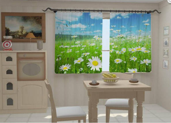 Фотоштори для кухні "Ромашки в кухню" 150 х 250 см фото штори на кухню шторі, фото 2