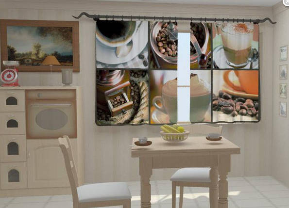 Фотоштори для кухні "Кофе 2 150 х 250 см фото штори на кухню шторі, фото 2
