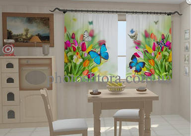 Фотоштори для кухні "Небесні метелики в кухні" 150 х 250 см фото штори на кухню шторі