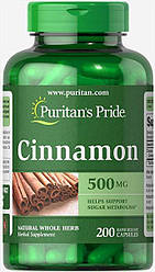 Екстракт кориці Puritan's Pride Cinnamon 500 mg 200 caps