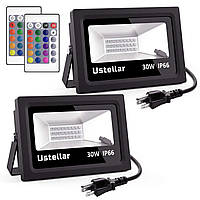 Ustellar 2 Pack 30W RGB светодиодные прожекторы, наружный изменяющий цвет прожектор с пультом дистанционного у
