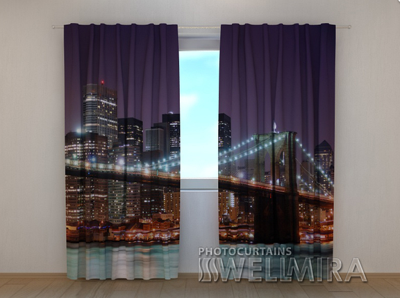 Фотошторы "Бруклінський міст" 250 х 260 см фото штори з малюнком штори, фото 2