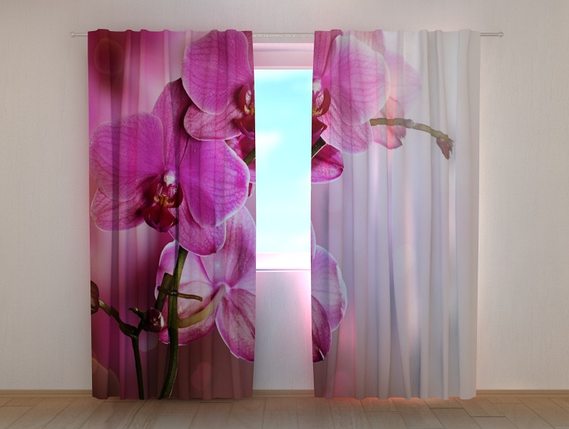 Фотоштори "Пурпурні орхідеї" 250 х 260 см квіти фото штори з малюнком, фото 2