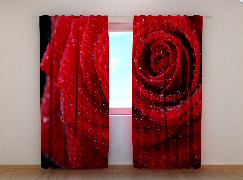 Фотоштори "Роза" 250 х 260 см квіти фото штори з рисунком