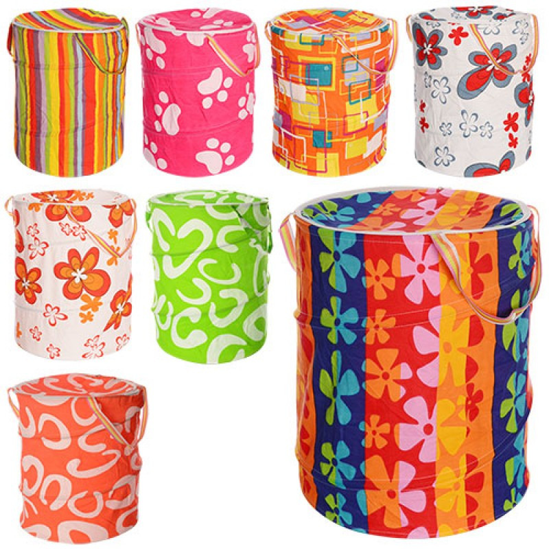 Кошик для іграшок M 1302, діаметр 45 см, висота 48 см, кришка-блискавка, ручки, мікс різновидів, фото 1