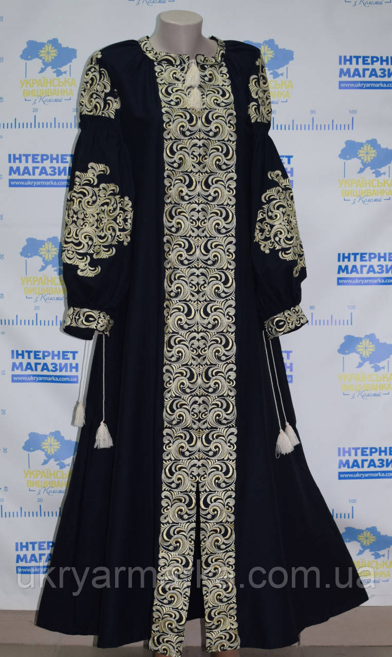 Вишита сукня чорна із золотою вишивкою "Імператриця", фото 1