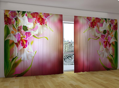 Панорамні фотоштори "Пестри орхідеї" 270 х 500 см фото штори панорамні шторі